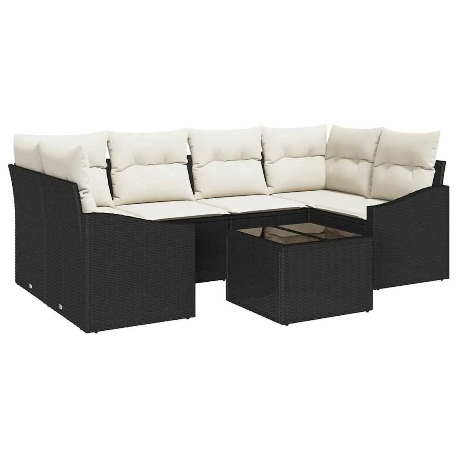 vidaXL Sofa Set mit Kissen 7-Tlg Schwarz und Creme Poly-Rattan 3355286 günstig online kaufen