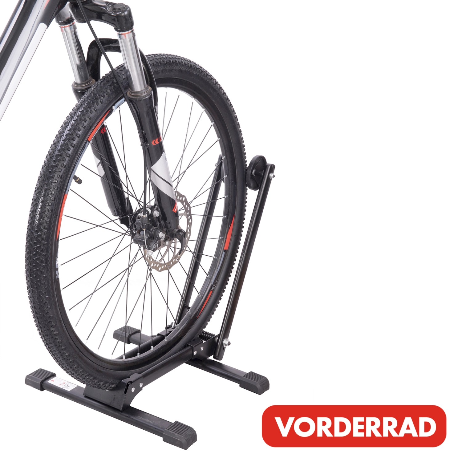 KARAT Fahrrad Bodenparker Finn: Faltbarer, schwarzer Stahlständer für Vorder- oder Hinterrad.