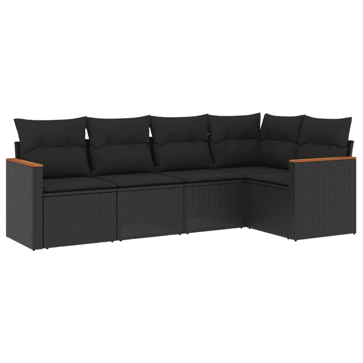 vidaXL 5-Tlg Garten-Sofagarnitur mit Kissen Schwarz Poly Rattan 3225943 günstig online kaufen