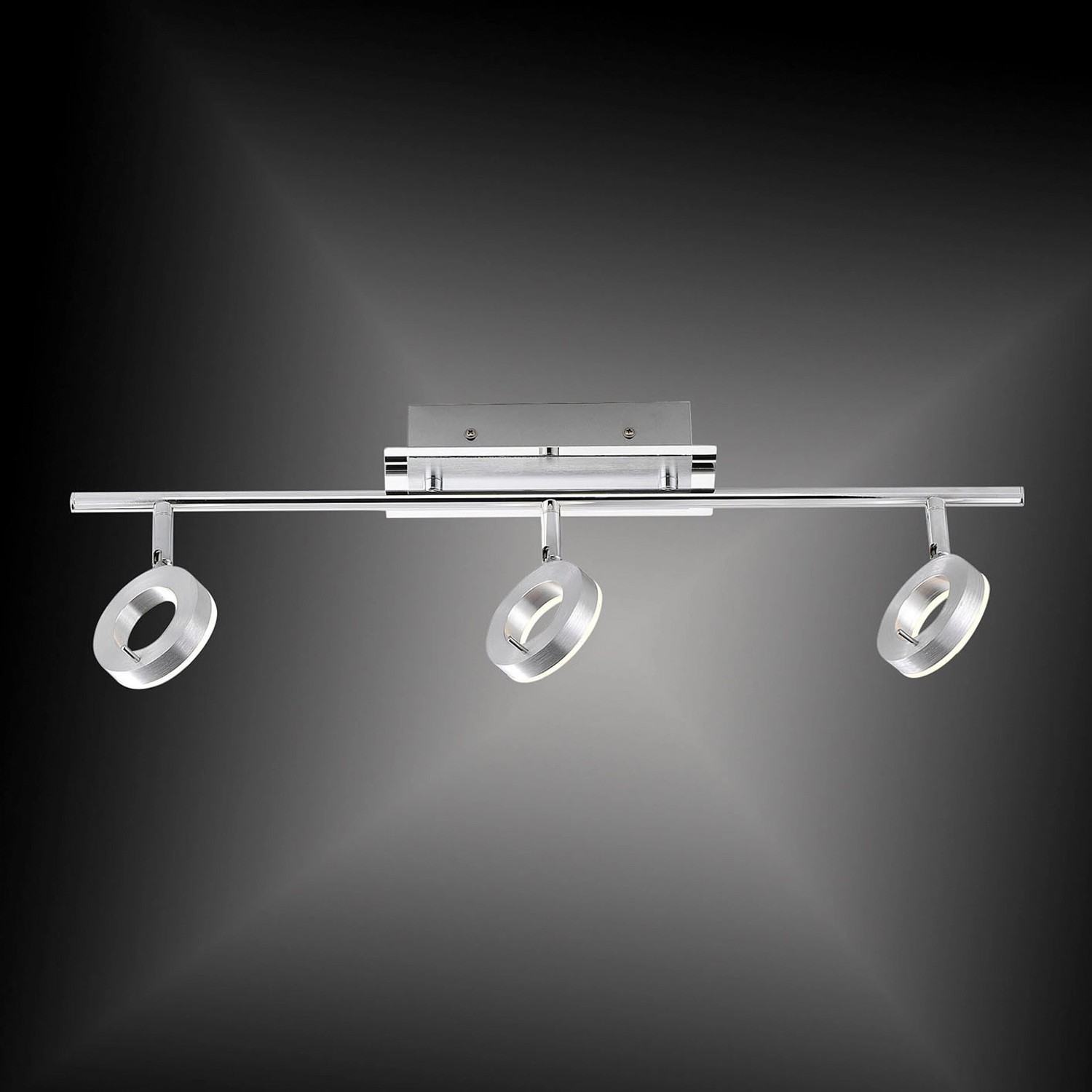 Moderne 3-flammige LED Deckenleuchte Sileda von Paul Neuhaus, Aluminium matt.