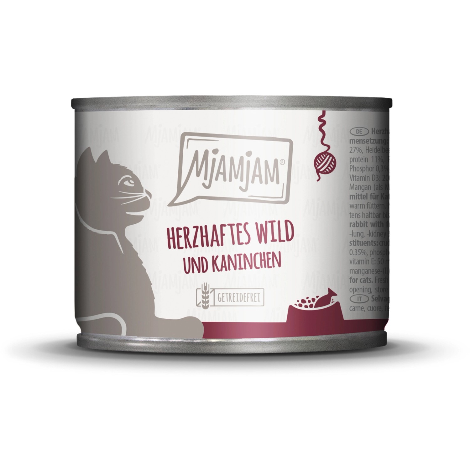 Mjamjam Nassfutter Herzhaftes Wild & Kaninchen an Fruchtigen Heidelbeeren 200 g