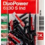 Fischer DuoPower Universaldübel 6x30 mm, 16 Stück, mit Schrauben, für sichere Befestigungen in verschiedenen Baustoffen.
