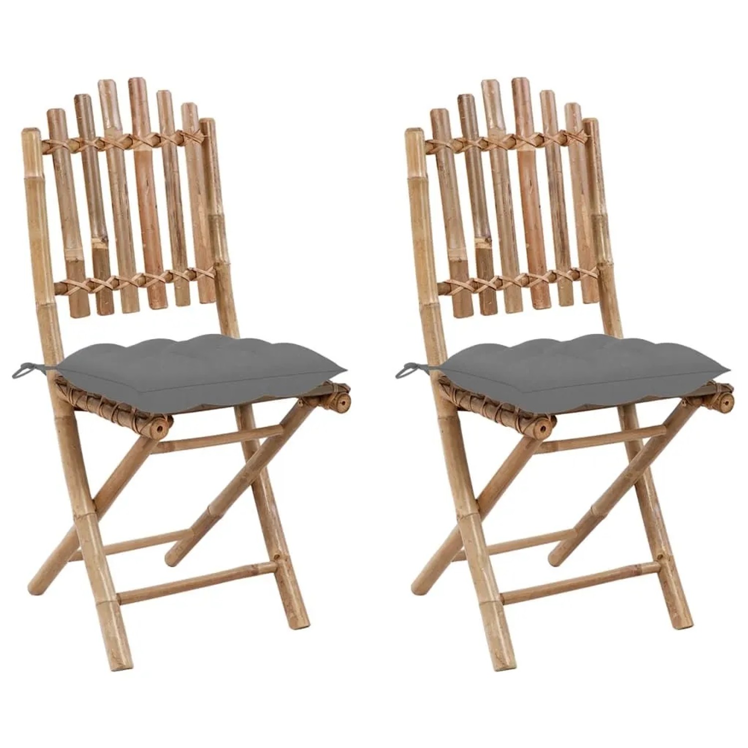 Furnicato Gartenstuhl Set 2 Stück Klappbar Grau 50 X 42 X 92 Cm Mit Kissen
