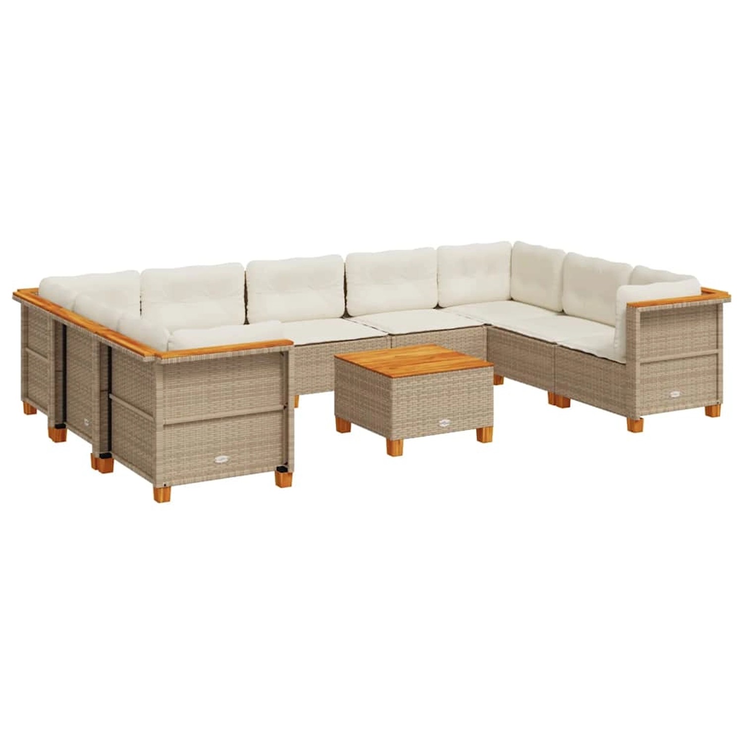 vidaXL 10-Tlg Garten-Sofagarnitur mit Kissen Beige Poly Rattan 3261985 günstig online kaufen