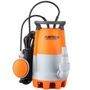 FUXTEC Tauchpumpe FX-TP1350 in Orange-Grau mit Schwimmschalter und Schlauchanschluss für Teich und Garten.