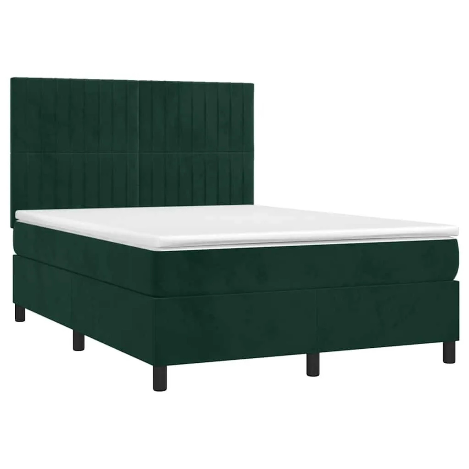 vidaXL Boxspringbett mit Matratze Dunkelgrün 140x190 cm Samt 3143142 günstig online kaufen