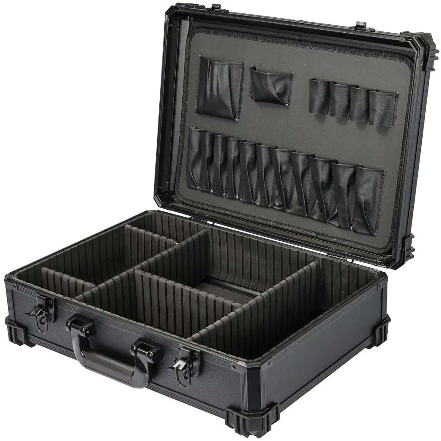 HMF 15702-02 Werkzeugkoffer Leer Werkzeugkasten Groß Individuelle Fachaufteilung 46 x 33 x 15 cm