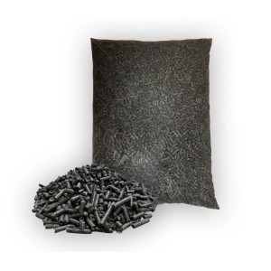 PINI Sonnenblumenschalen Pellets 8 mm in 15 kg Sack und lose. Dunkle Heiz- und Einstreupellets.