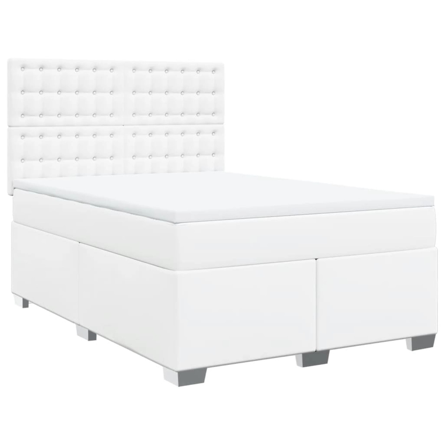 vidaXL Boxspringbett mit Matratze Weiß 160x200 cm Kunstleder 3290729 günstig online kaufen