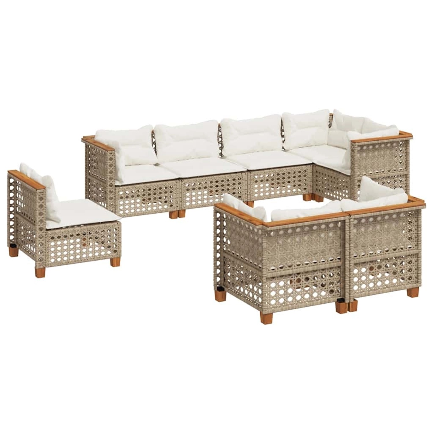 vidaXL 8-Tlg Garten-Sofagarnitur mit Kissen Beige Poly Rattan 3261904 günstig online kaufen