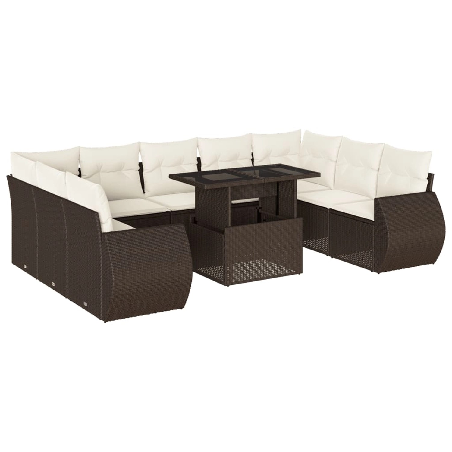vidaXL 10-Tlg Garten-Sofagarnitur mit Kissen Braun Poly Rattan 3268743 günstig online kaufen