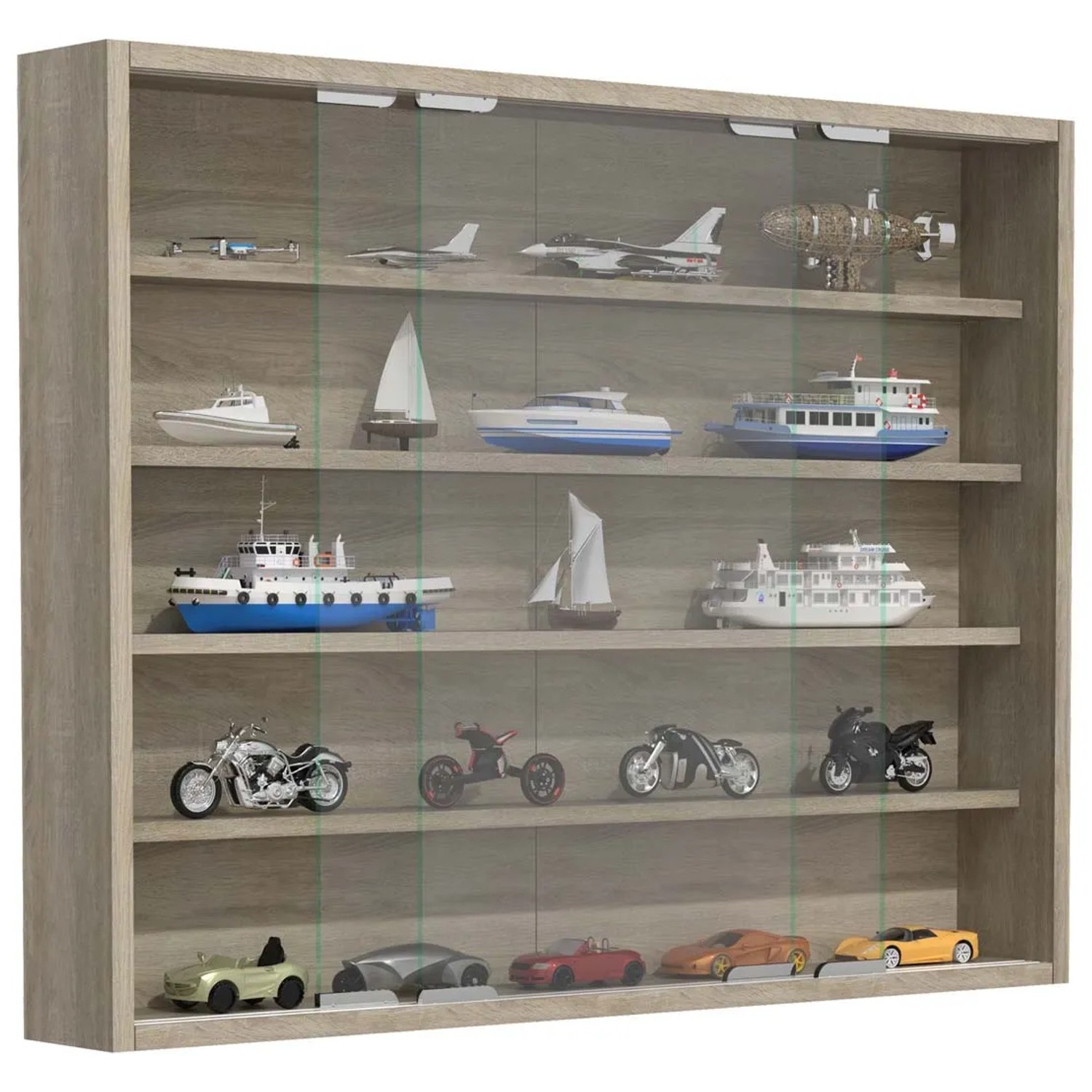 Thumbnail - ebuy24 AgisaL Glasvitrinen Wandhängend 2 Schiebetüren Eiche Dekor