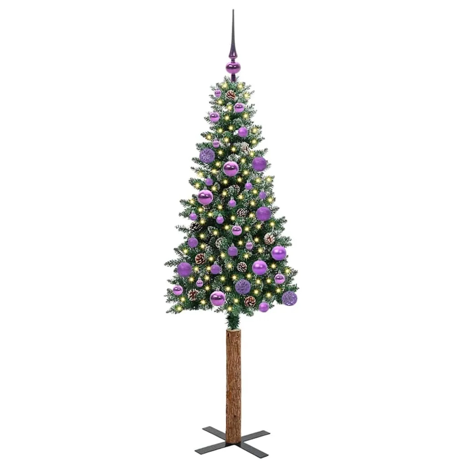 vidaXL Schlanker Weihnachtsbaum mit 150 LEDs Grün und Weiß 150 cm 3394892
