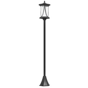 Schwarze Furnicato Solar-Gartenleuchte mit LED, Laternenform, 127cm hoch, für Außenbereiche.