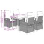 Graue 5-tlg. vidaXL Garten-Essgruppe aus Polyrattan mit Tisch und verstellbaren Stühlen mit Kissen.