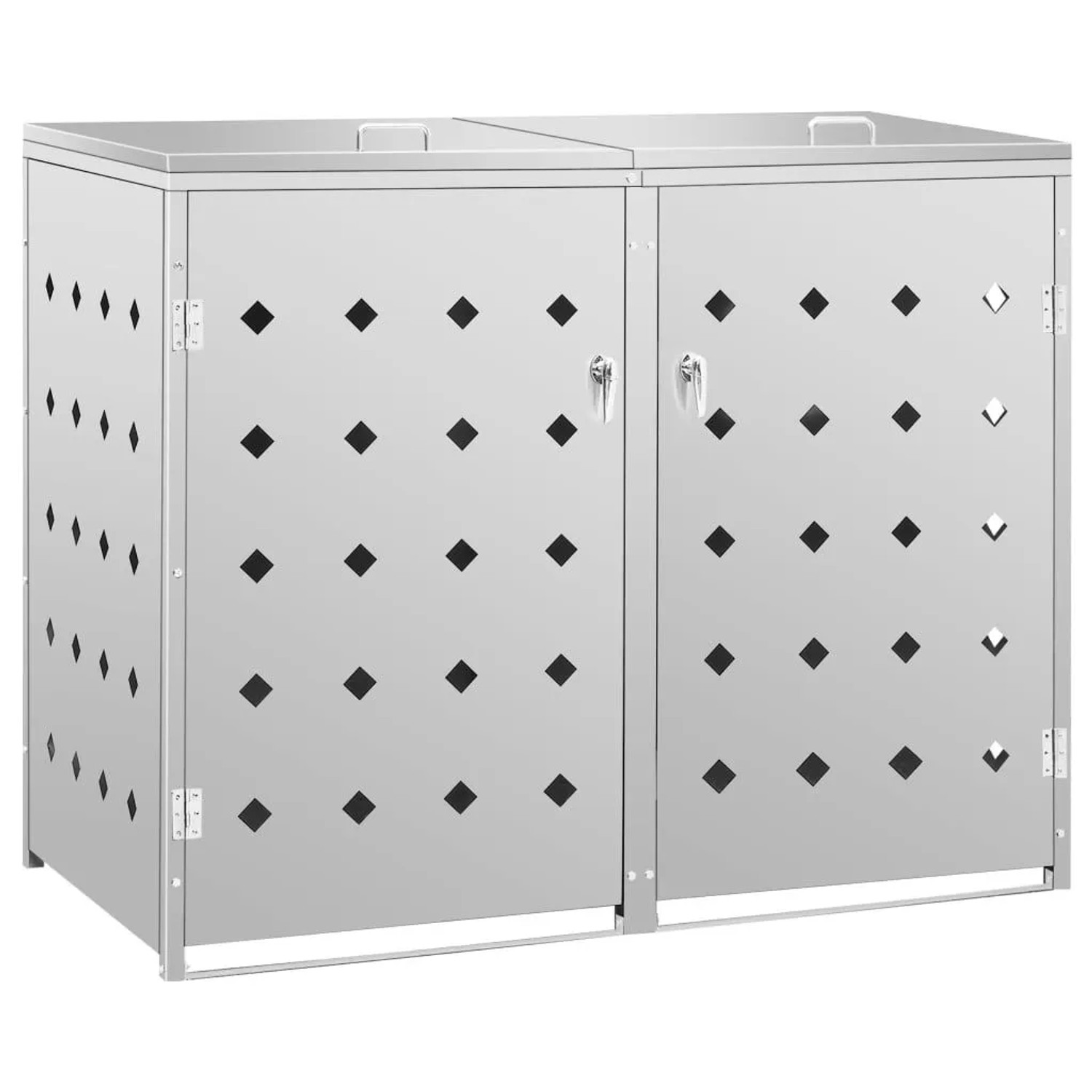 DELUKE 2er Mülltonnenbox SOGI Edelstahl 138x115x77,5cm Silber Mülltonnenverkleidung Für 2 Tonnen 240L Müllbox Aus Metall