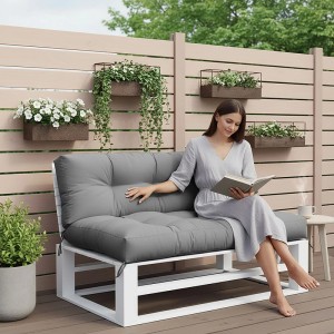 Relaxdays Palettenkissen Set Polyester Grau Mit Befestigungsschlaufen 126 cm x 85 cm x 10 cm