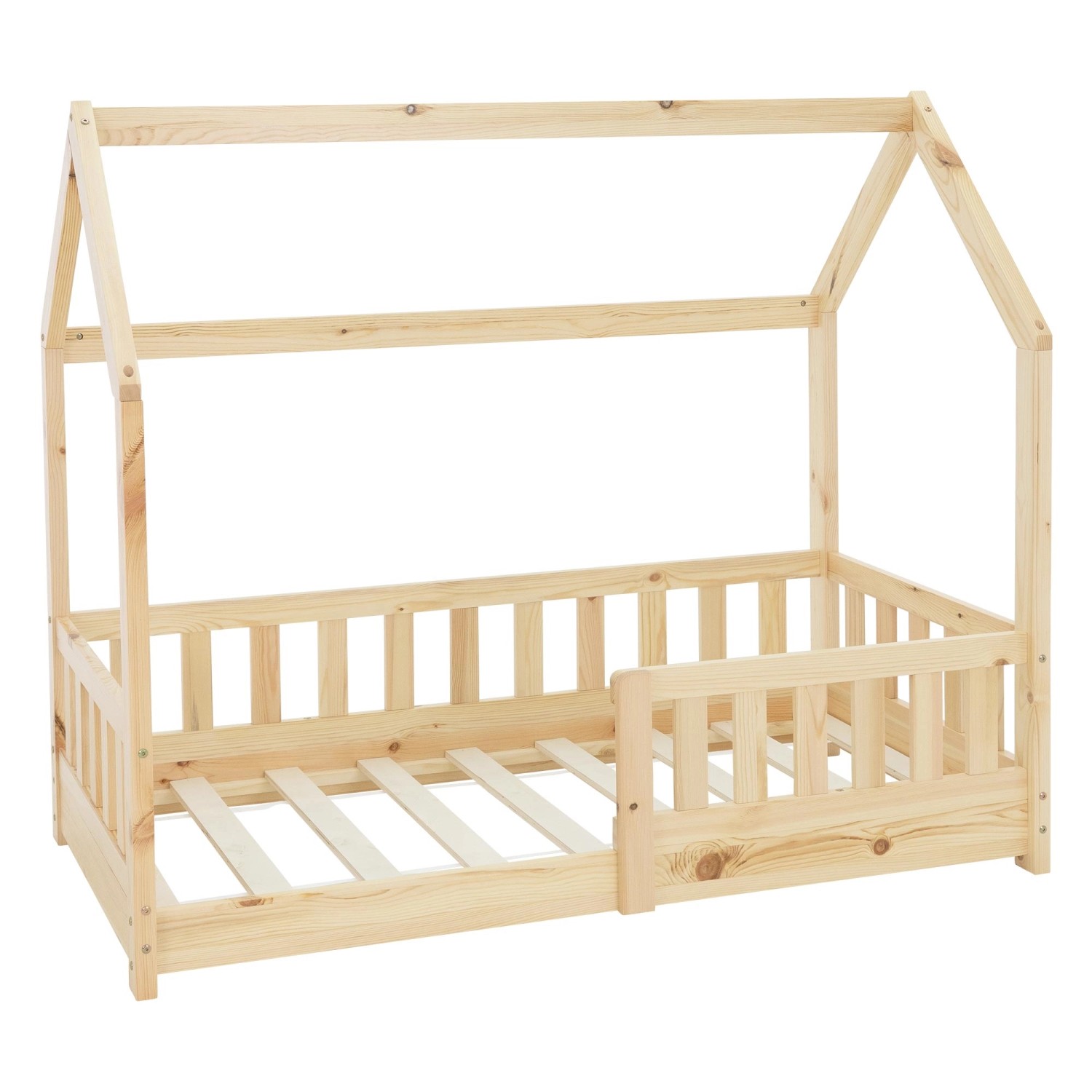 ML-Design Kinderbett 70x140 cm mit Rausfallschutz und Lattenrost Natur