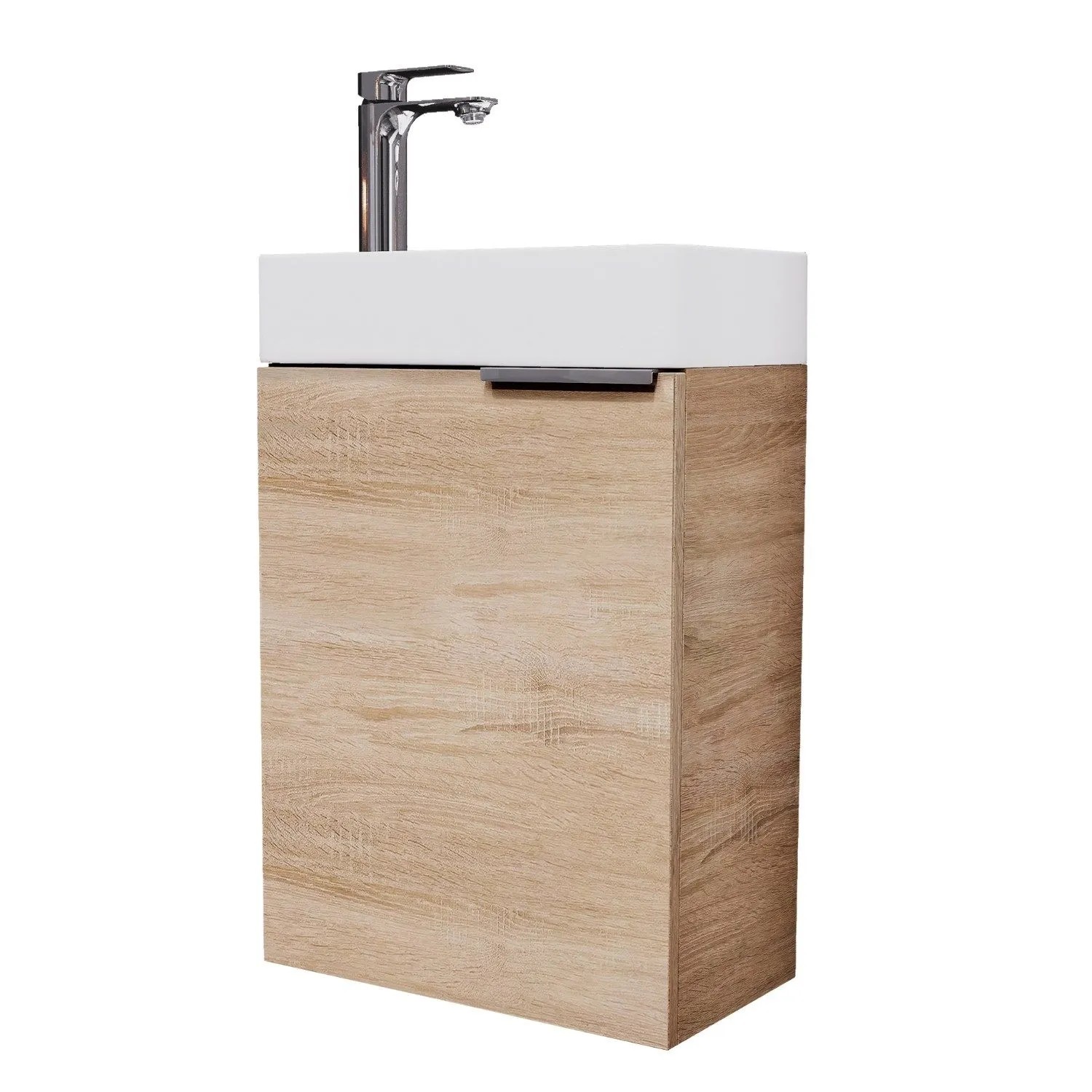 Planetmöbel Waschtisch 40 cm Sonoma Eiche mit Keramikwaschbecken Soft Close