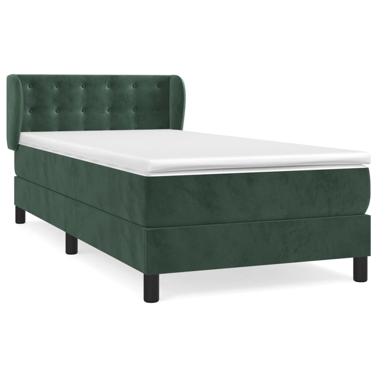 vidaXL Boxspringbett mit Matratze Dunkelgrün 90x200 cm Samt1388485 günstig online kaufen