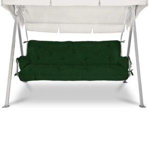 Dunkelgrüne Beautissu Flair HS Hollywoodschaukelauflage, gepolstert, für 3-Sitzer. Mit Zierknöpfen und Seitenkissen.