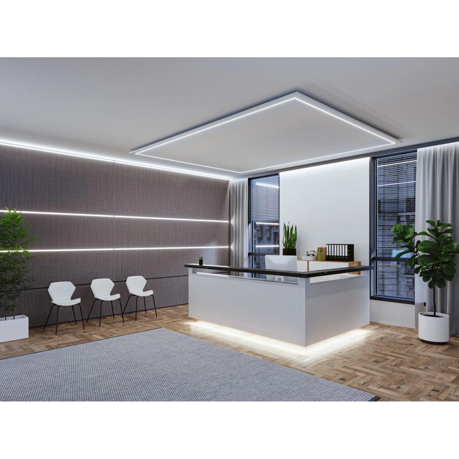 Büro mit Paulmann LED-Streifen MaxLED 1000 COB für indirekte Beleuchtung.