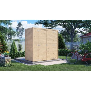 Bertilo Holz-Gartenhaus Box 1 aus Fichte, 208x103cm, im Garten. Weekendhaus mit Doppeltür.