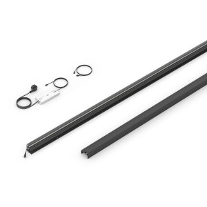 LyghtUp LED-Zaunbeleuchtung, 173cm Leiste, Netzteil und Adapter in Anthrazit.