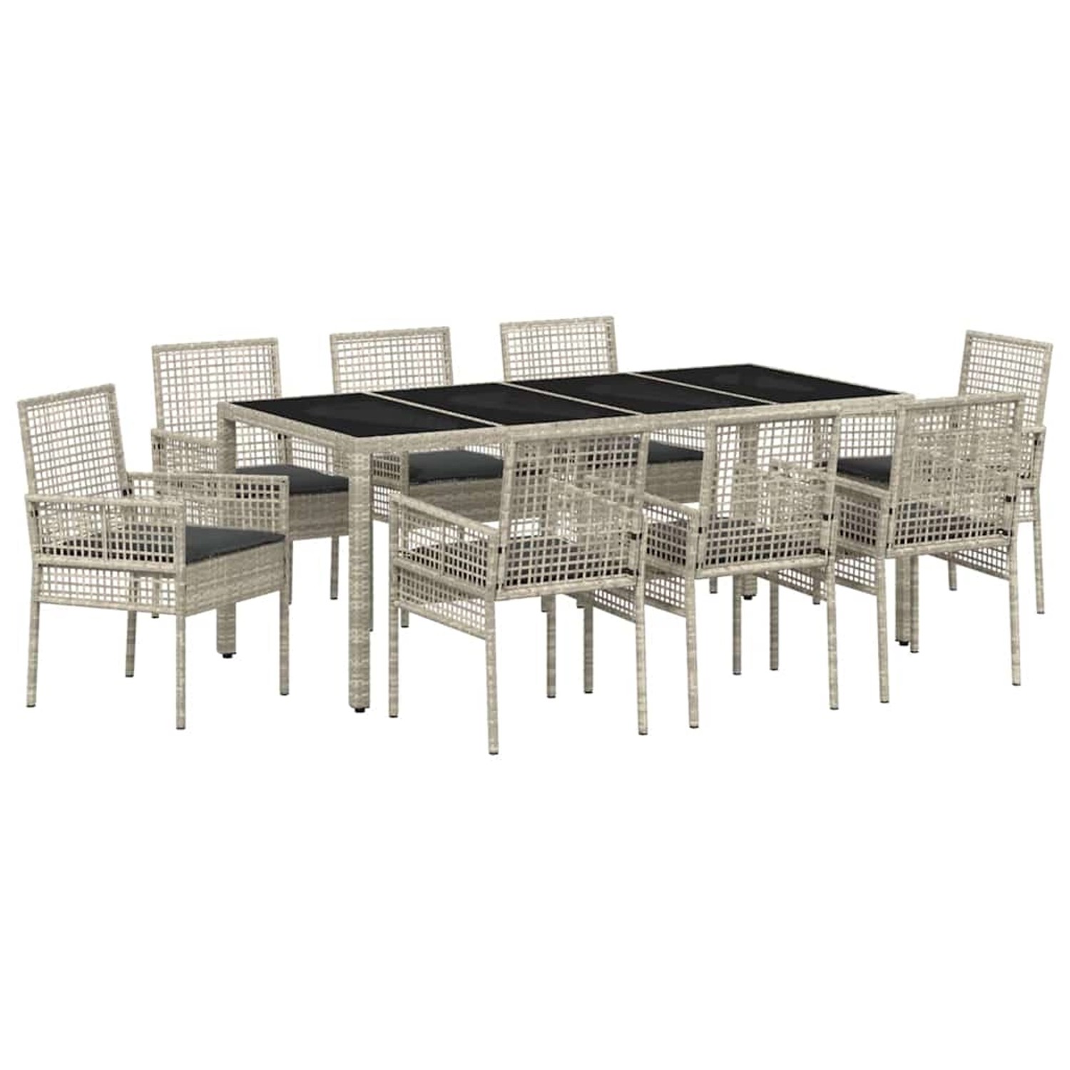 vidaXL Garten Essgruppe 9-Tlg Hellgrau Poly Rattan 3334900 günstig online kaufen
