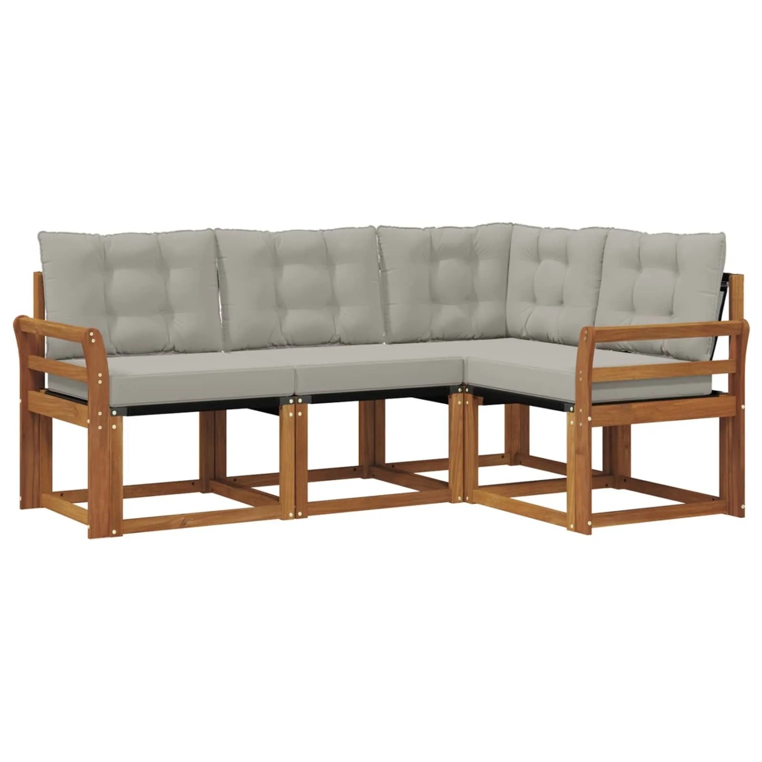 vidaXL Outdoor-Sofagarnitur mit Kissen 4-Tlg Natur und Hellgrau 3368618