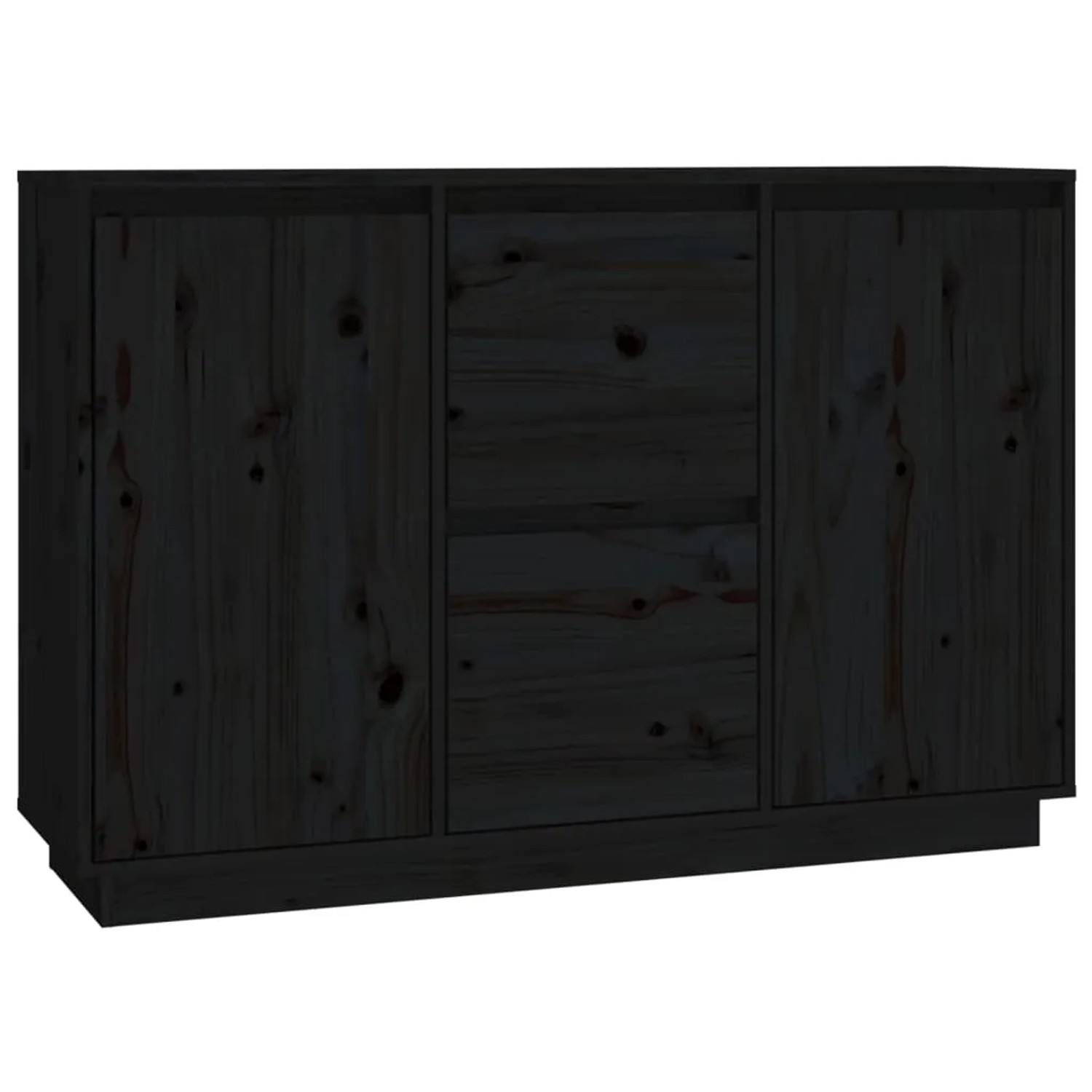 vidaXL Sideboard Schwarz 111x34x75 cm Massivholz Kiefer 814313