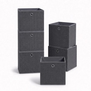 Sekey Aufbewahrungsbox 6er Set Anthrazit Stoffboxen Faltboxen aus Vliesstoff mit Griff Faltbare Organizer für Schrank und Regal
