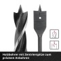 Holzbohrer-Set: Spiralbohrer und Flachfräsbohrer mit Zentrierspitze.