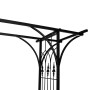 Detailansicht des schwarzen vidaXL Gartenbogens, einer Rankhilfe aus Eisen.