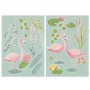 Komar Wandsticker Flamazing, 70x50 cm, mit Flamingos, Seerosen und Pflanzen für die Wanddekoration.