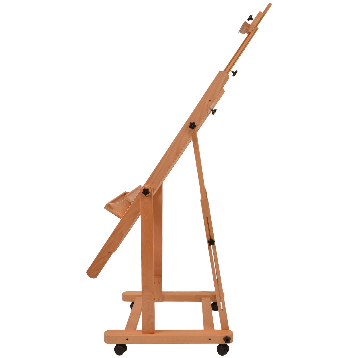 Artina Verona Atelierstaffelei aus Buche, rollbar und mit Ablage.