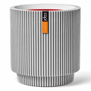 Elfenbeinfarbener Capi Zylinder Groove Pflanztopf, Ø 35,6 cm, mit vertikalen Rillen.