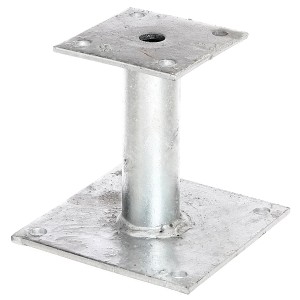 Feuerverzinkter Alberts Pfostenträger, 42 mm Durchmesser, 150 mm Länge, zum Aufschrauben.