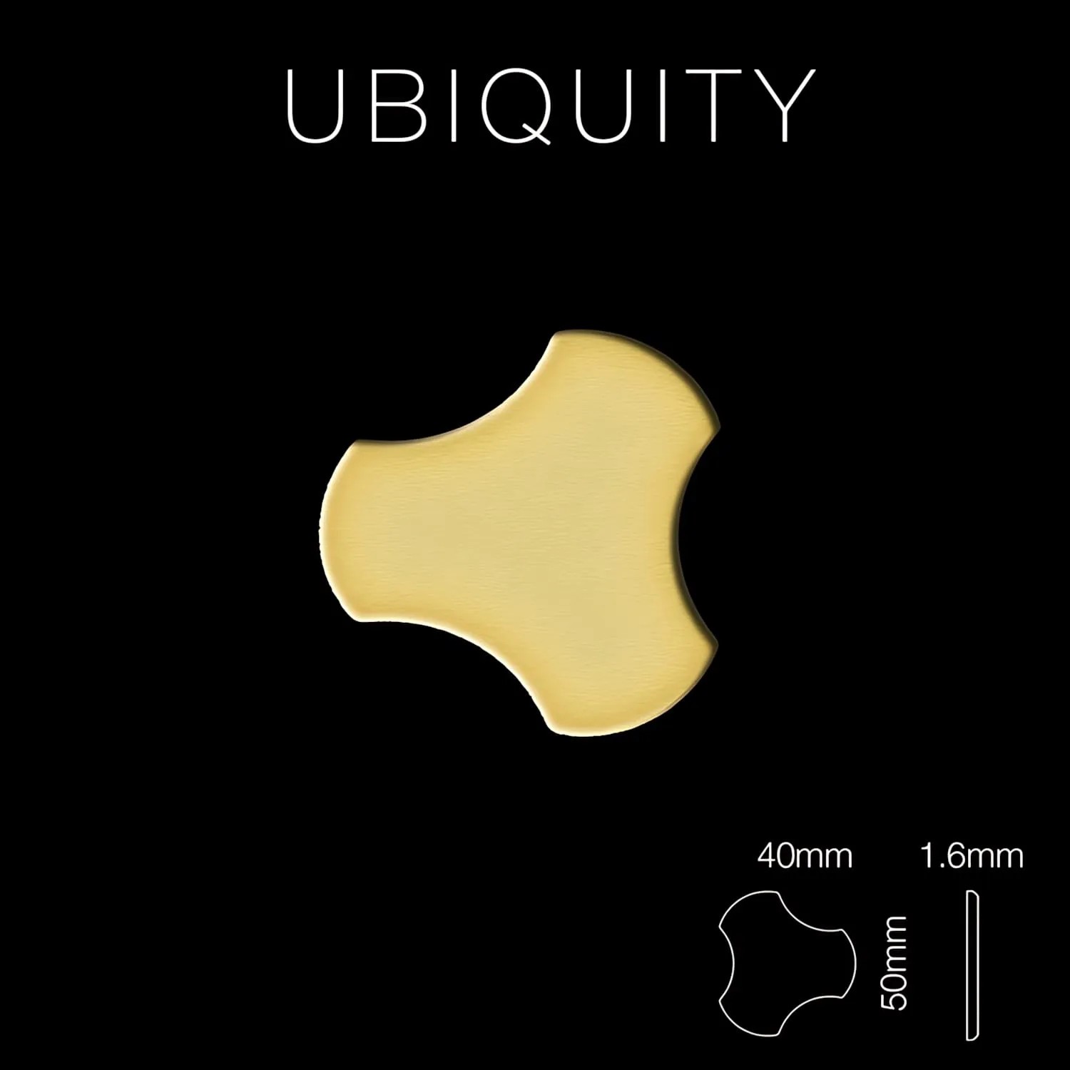 Goldene ALLOY Mosaikfliese aus Messing, gewalzt, Ubiquity-BM, 40x50 mm, 1.6 mm stark.