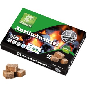 Flash Anzündwürfel aus Holz und Wachs, 32 Stück, für Grill, Ofen und Kamin.