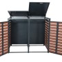 Proregal XL Mülltonnenbox für 2 Tonnen, Walnuss-Holzoptik WPC und Metall, mit offenen Türen und Deckeln.
