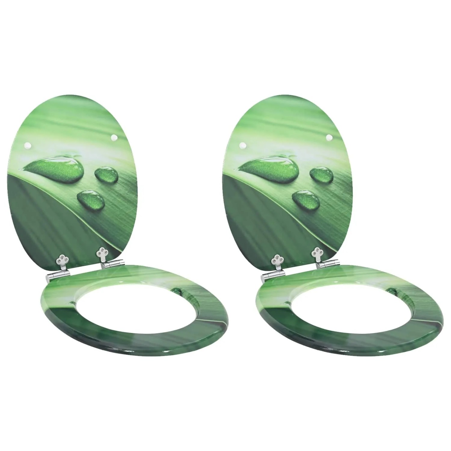 vidaXL Soft-Close Toilettensitz 2 Stk Grüner Tropfen 44 x 38 cm 3414544