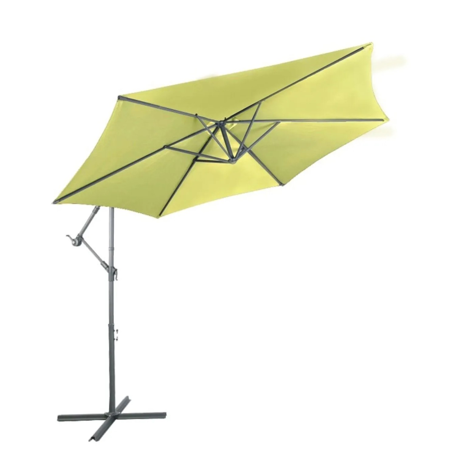 Lex Alu Sonnenschirm Ampelschirm Ø 3m UV30+ Kurbelschirm mit Standfuß Garten Lime Grün