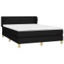 Schwarzes vidaXL Boxspringbett 140x190 cm mit Matratze und Kopfteil.