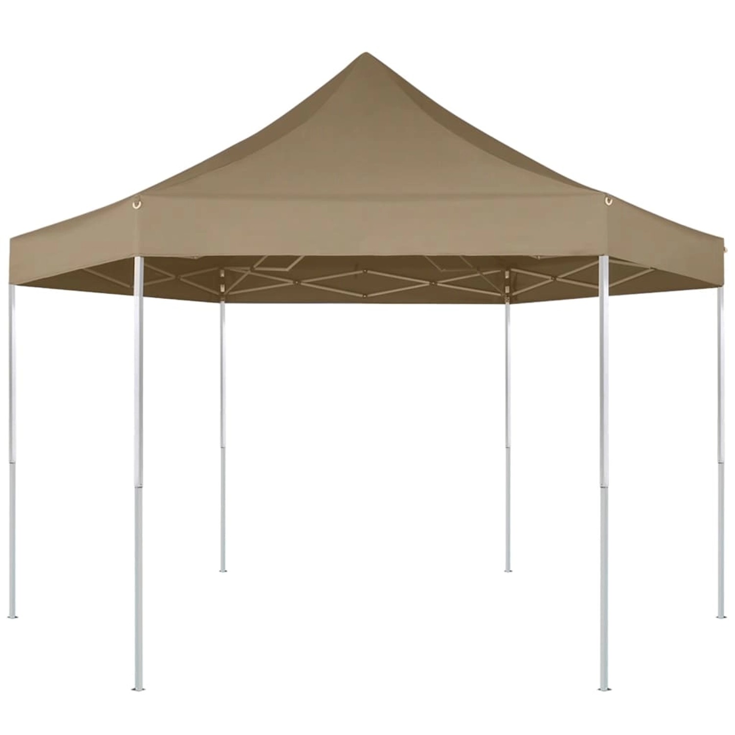 vidaXL Faltpavillon Sechseckig 3,6x3,1 m Taupe 220 g/m2