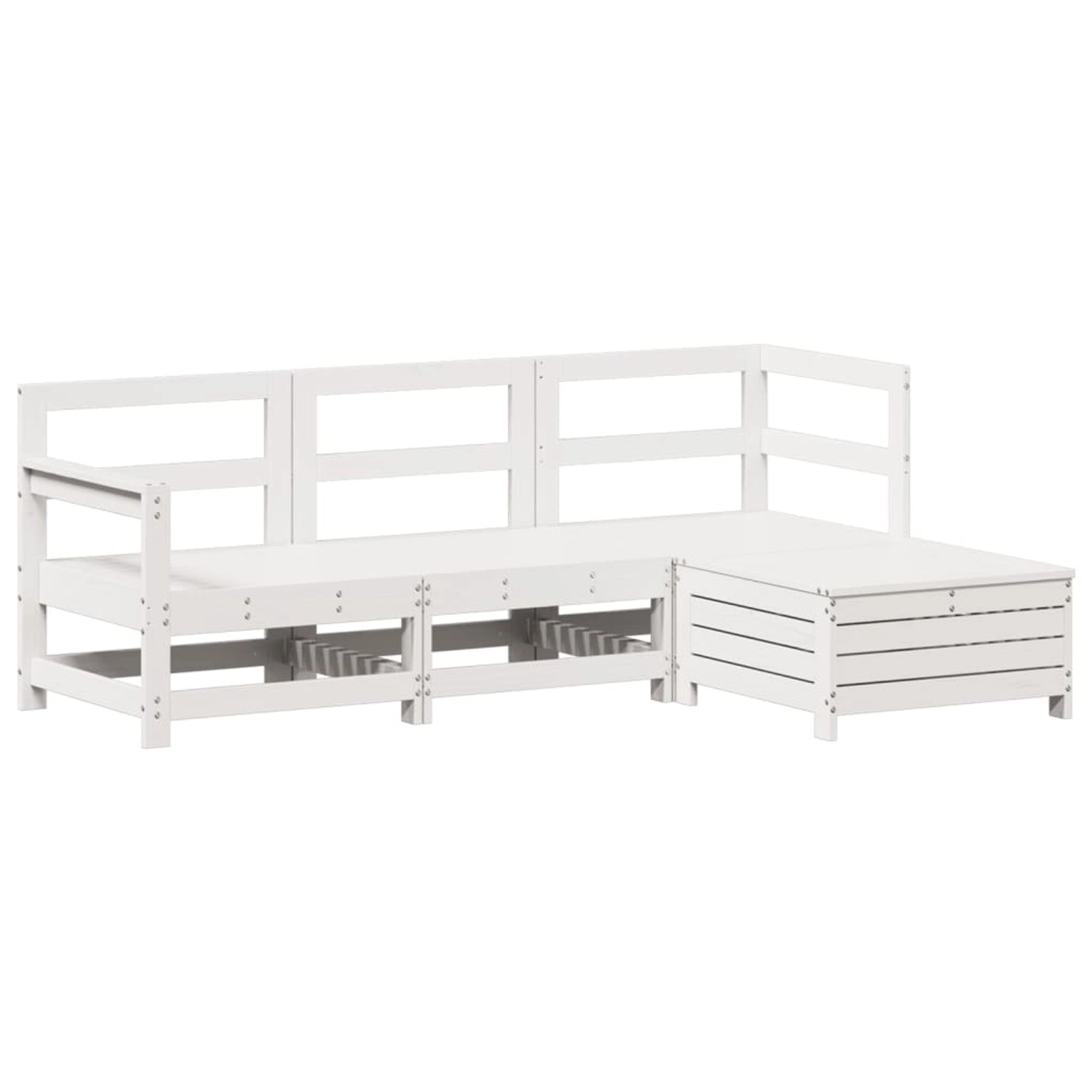 vidaXL 4-Tlg Garten-Sofagarnitur Weiß Massivholz Kiefer 3250777 günstig online kaufen