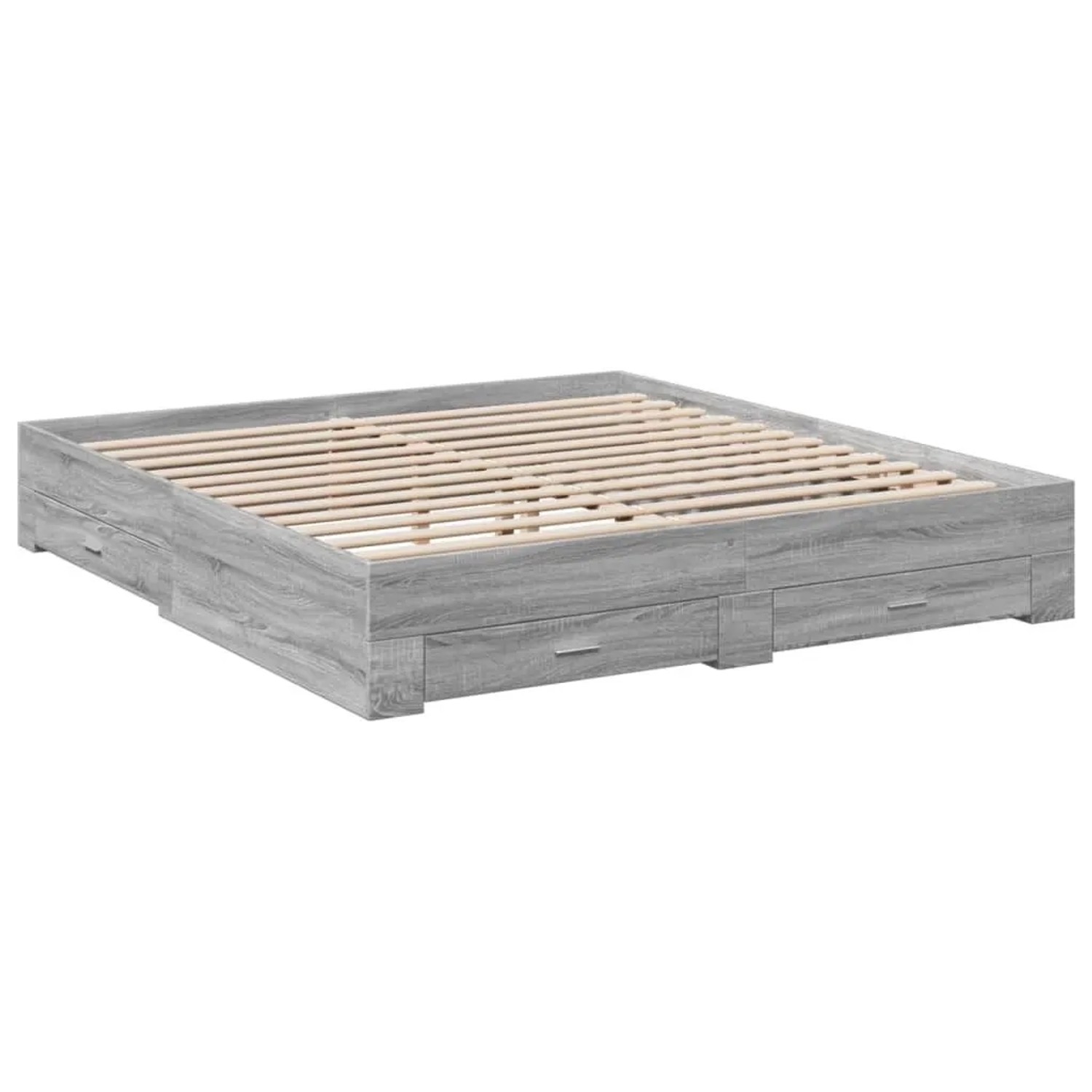 vidaXL Bettgestell mit Schubladen Grau Sonoma 200x200cm Holzwerkstoff 32803 günstig online kaufen