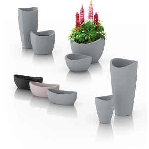 Scheurich Pflanzgefäße Wave Globe in Stony-Grey, verschiedene Größen und Formen.