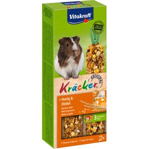 Vitakraft Kräcker Honig & Dinkel für Meerschweinchen, 2 Stück. Knabberstangen mit Getreide und Honig.