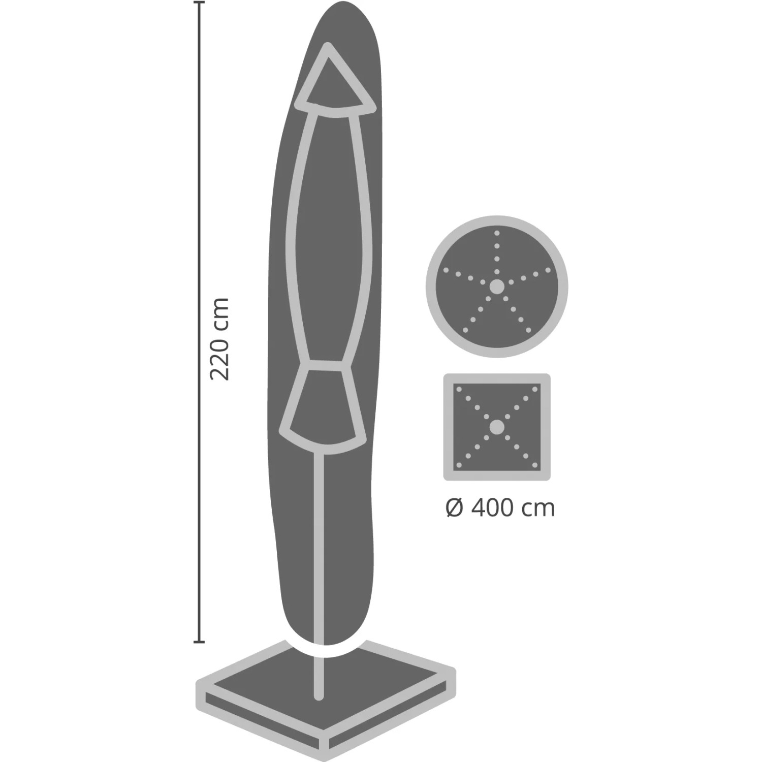 Perel Schutzhülle für Gartenschirme bis Ø 400cm, 220cm hoch. Optimaler Wetterschutz für Sonnenschirme.